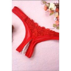 Gorgeous Red Embroidered Beaded G-string