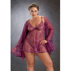 Rose Princess Plus Size Lace Babydoll Set