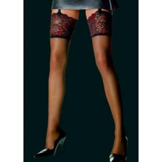 Essential Stockings By Le Bourget Black-white-black/red