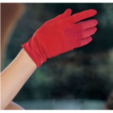 Wrist Length Red Satin Gloves