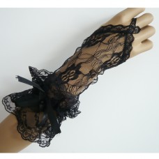 Short Lace Gloves - Black