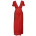 Red Mesh And Lace Gown