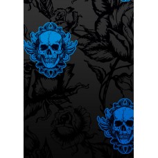 Large Winged Skull Black Blue Sample