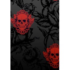 Large Winged Skull Black Red Sample