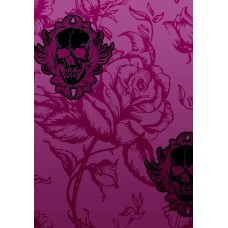 Large Winged Skull Pink Black Sample