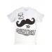 Mens Moustache You White