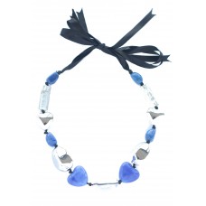 Blue And Silver Hearts Necklace