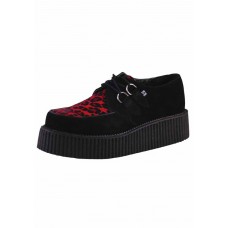 Unisex  Black Suede And Red Leopard Print Hair Mondo Hi Brothel