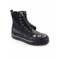Womens Black Kitty Combat Boot