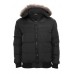 Leathermix Hooded Bubble Blouson Black