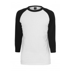 Contrast 3/4 Sleeve Raglan White/black
