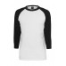 Contrast 3/4 Sleeve Raglan White/black