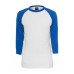 Contrast 3/4 Sleeve Raglan White/blue