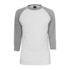 Contrast 3/4 Sleeve Raglan White/grey