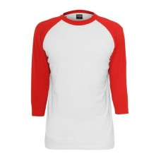 Contrast 3/4 Sleeve Raglan White/red