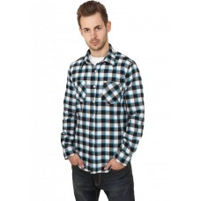 Tricolor Checked Light Flanell Black/white/turquoise