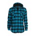 Hooded Checked Flanell Black/turquoise