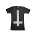 Womens Upside Down Skull Cross Black
