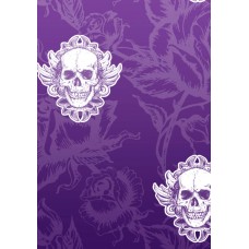 Large Winged Skull Purple White Sample