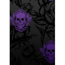 Large Winged Skull Black Purple Sample