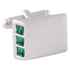 Green Crystal Wedge Novelty Gift Cufflinks