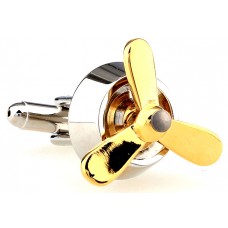 Gold Plated And Silver Ships Propellor Cufflinks