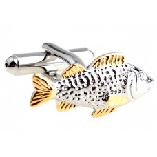 Silver And Gold Carp Fish Cufflinks Ec-1307