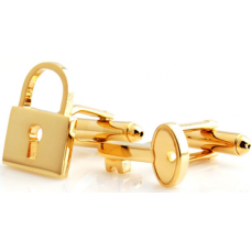 Gold Padlock And Key Cufflinks