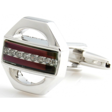 Purple And Silver Crystal Cufflinks