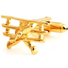 Triplane Gold Colour Cufflinks