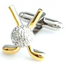 Crossed Golf Clubs And Ball Novelty Gift Cufflinks