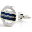 Blue And White Crystal Cufflinks Ec-1211bl