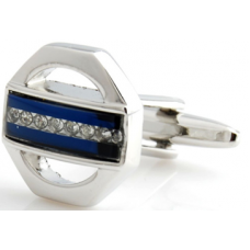Blue And White Crystal Cufflinks