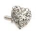 Lattice Silver Heart Cufflinks