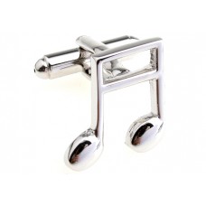 Musical Note In Silver Cufflinks