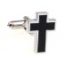 Silver And Black Cross Cufflinks