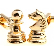 Chess Peices In Gold Cufflinks