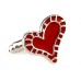 Silver And Red Heart Cufflinks
