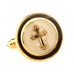 Round Cross Cufflinks In Gold