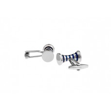 Blue And Silver Striped Cylinder Design Cufflinks