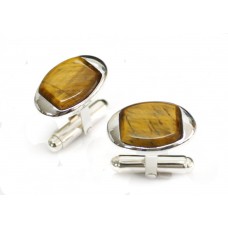 Sterling Silver Tiger's Eye Cufflinks