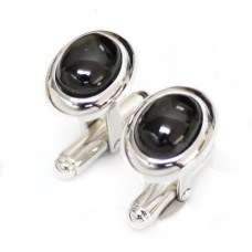 Sterling Silver Black Agate Swivel Cufflinks