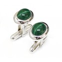 Hand Made Sterling Silver Cufflinks With A Malachite Gemstone