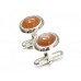 Hand Made Sterling Silver Orange Moonstone Cufflinks