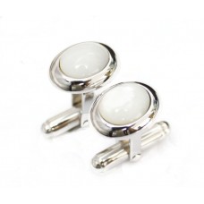Hand Made Sterling Silver Cufflinks With White Mother Of Pearl