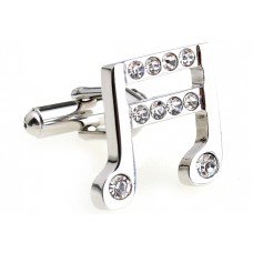 Silver Diamante Quaver Note Cufflinks