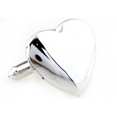 Plain Silver Heart Locket Cufflinks