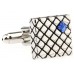Blue Rhinestone And Black Stoving Varnish Cufflinks 151266