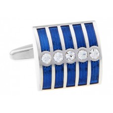 Blue Enamel And White Rhinestone Cufflinks 168390