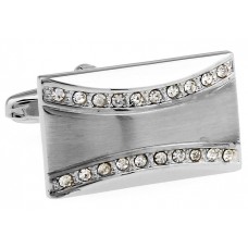 Silver And White Rhinestone Cufflinks 158108